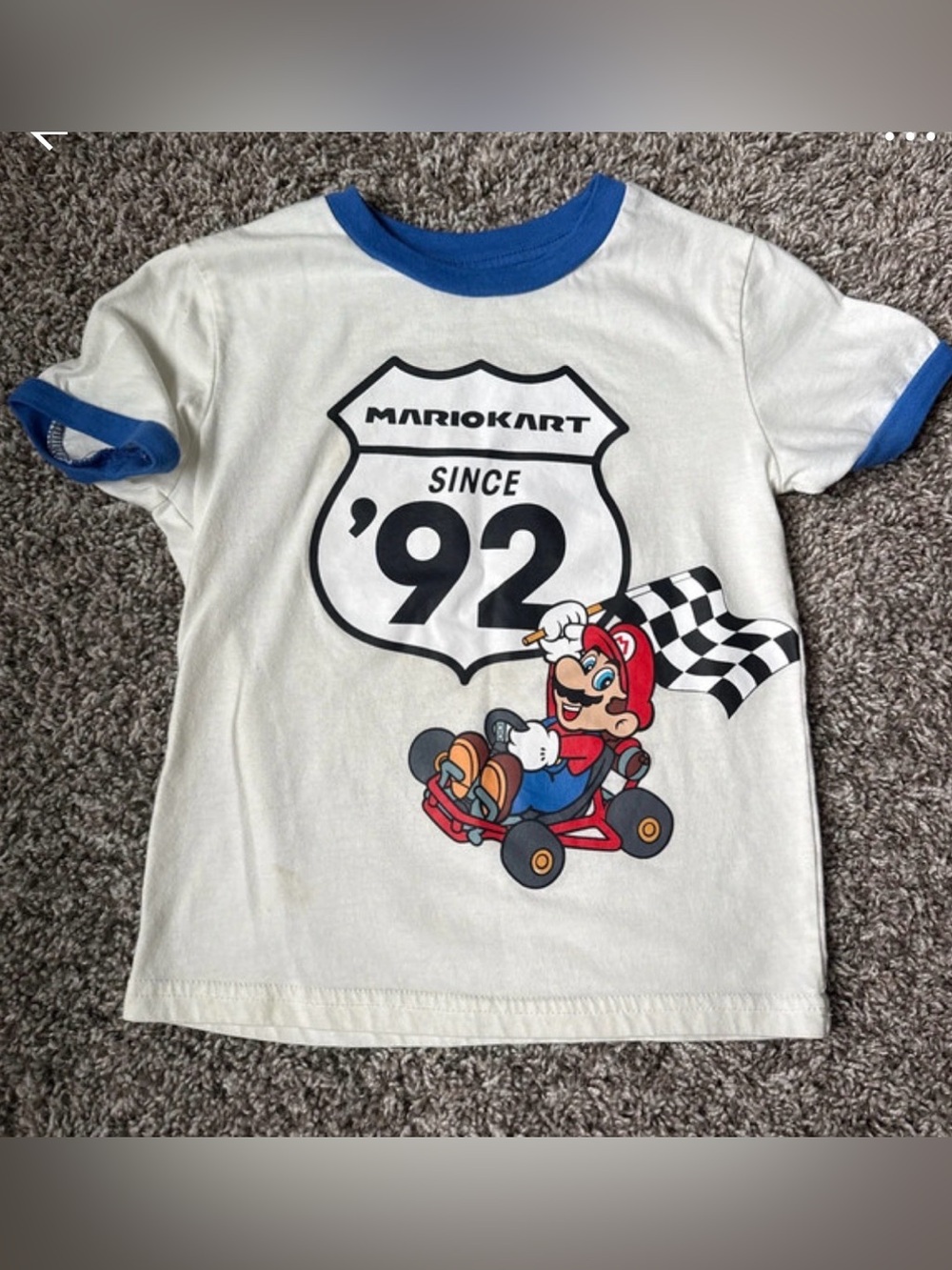Nintendo Mario Kart White & Blue Kids Tee